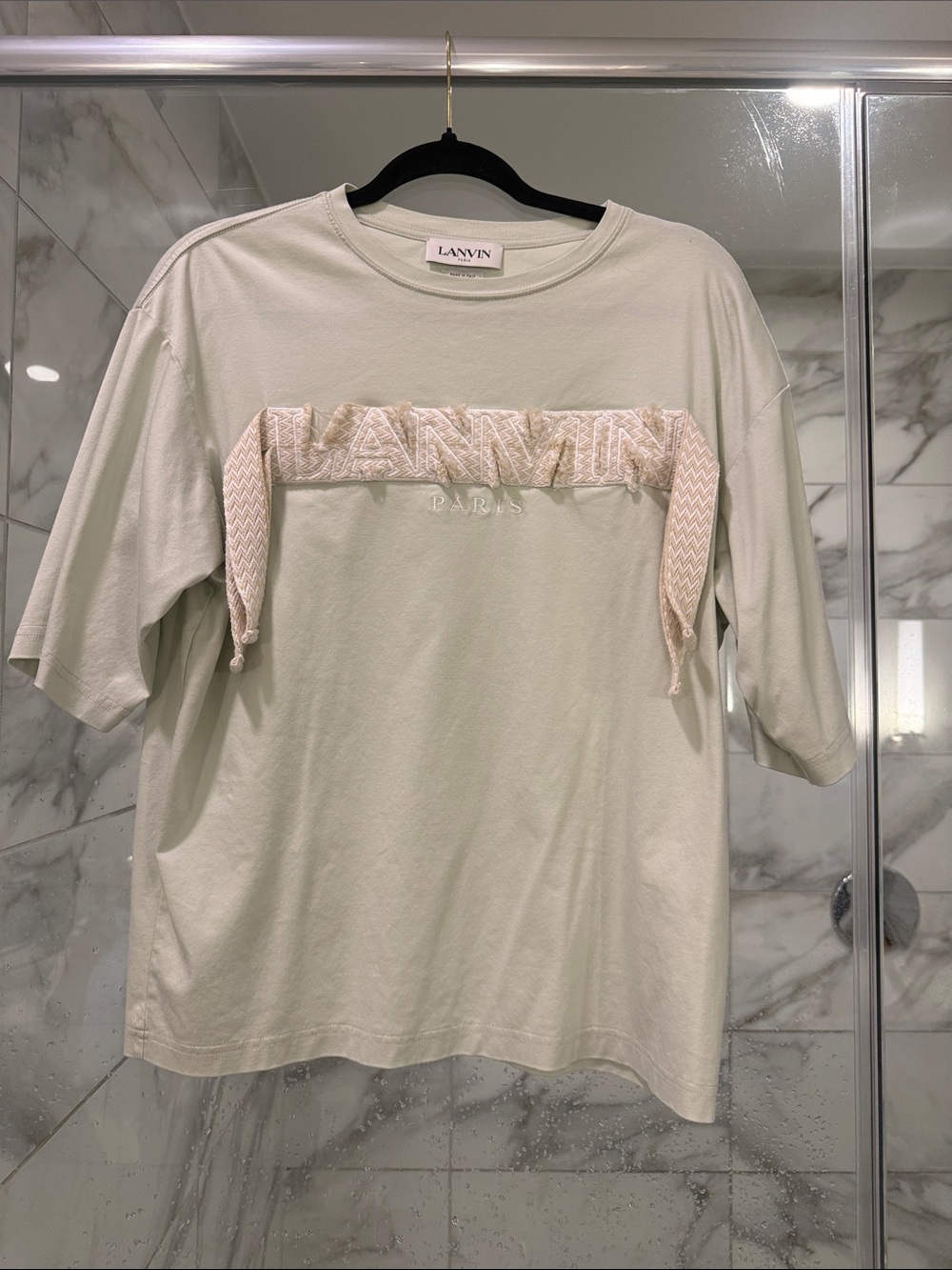 Lanvin Women’s Pale Sage Embroidered Logo T-Shirt